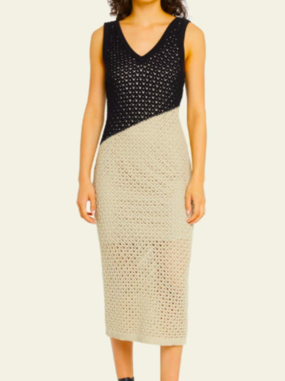 Toccin X RTR Kayla Sleeveless Colorblock Crochet Midi Dress Summer Coastal